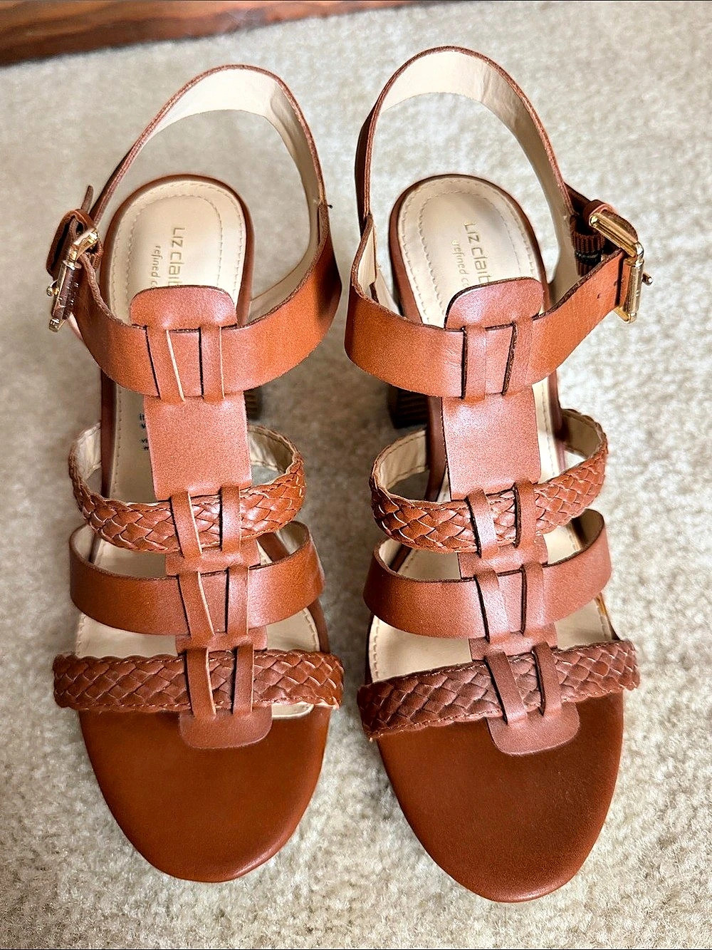 Liz Claiborne Women's Brown Strappy Block Heel Sandals US 7.5